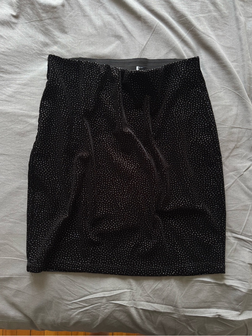 Vero Moda Black Velvet Pencil Skirt with Silver Dots